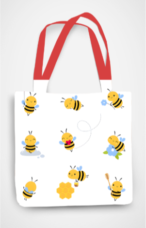 Love-bees Red Handle Tote Bag