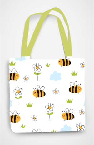 Flower and Bees Tote Bag